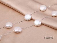 14×14.5mm White Button Pearl Station Necklace with a Gold Chain