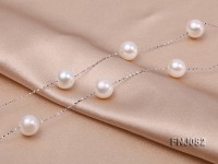 8mm White Pearl Station Necklace with a Gold Chain