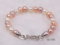 8-9mm colorful round freshwater pearl bracelet