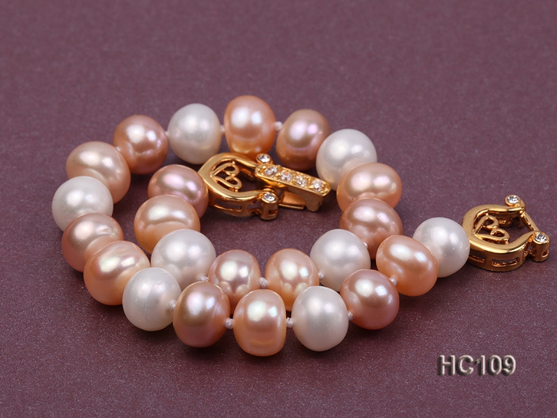 8-9mm multi-color flat freshwater pearl bracelet