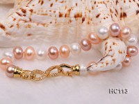 8-9mm flat white pink and lavender freshwater pearl bracelet