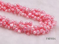 Five-strand 6x8mm Pink Side-drilled Freshwater Pearl Necklace