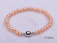 5-6mm AA Pink Flat Freshwater Pearl Necklace and Bracelet Set