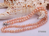 5-6mm AA Pink Flat Freshwater Pearl Necklace and Stud Earrings Set