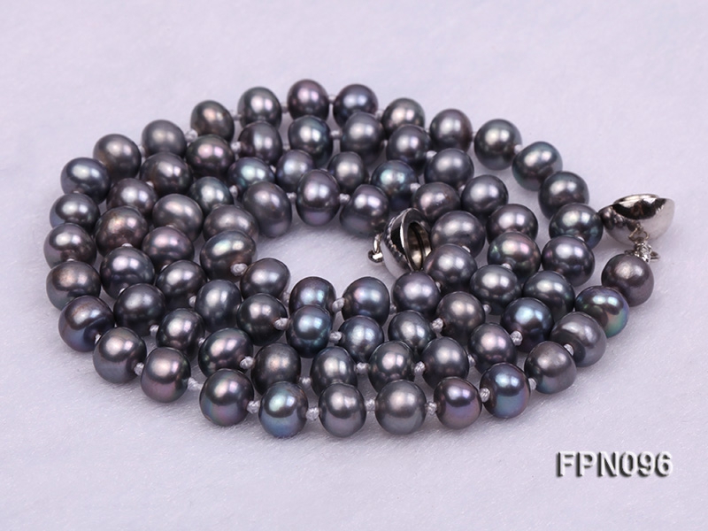 Classic 5-6mm Black Flat Cultured Freshwater Pearl Necklace