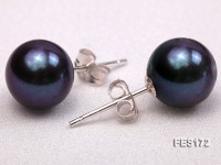 8.5mm Dark-purple Round Freshwater Pearl Earring