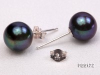 8.5mm Dark-purple Round Freshwater Pearl Earring