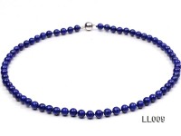 6mm Azure Blue Round Lapis Lazuli Beads Necklace