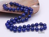 10mm Azure Blue Round Lapis Lazuli Beads Necklace