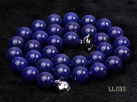 12mm Azure Blue Round Lapis Lazuli Beads Necklace
