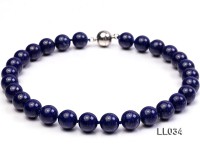 14mm Azure Blue Round Lapis Lazuli Beads Necklace