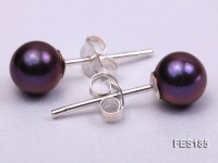 6mm Purple Round Freshwater Pearl Earring