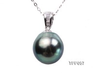 Shiny Peacock Green 12mm Tahitian Pearl Pendant with 14k Gold