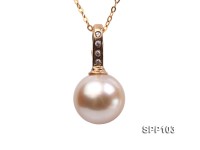 Exquisite 11.3mm Golden South Sea Pearl Pendant with 14k Gold