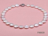 Classic 14-15mm White Button-shaped Freshwater Pearl Necklace