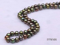 Classic 7-8mm AA Peacock Green Flat Cultured Freshwater Pearl Necklace