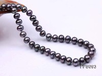 7-8mm Purplish-gray Flat Freshwater Pearl Necklace, Bracelet and Stud Earrings Set