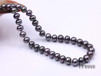 7-8mm Purplish-gray Flat Freshwater Pearl Necklace and Stud Earrings Set