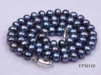 Classic 7-8mm Dark-blue Flat Cultured Freshwater Pearl Necklace