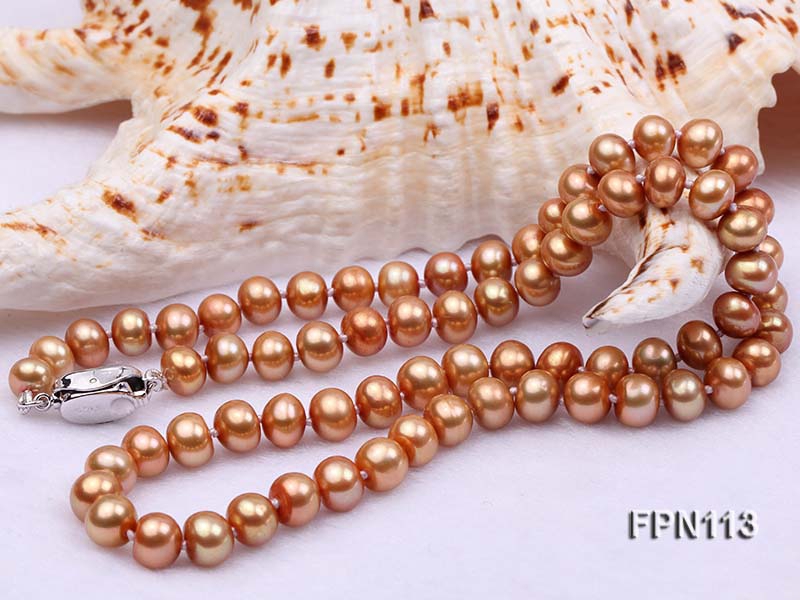 Classic 7-8mm Brown Flat Cultured Freshwater Pearl Necklace