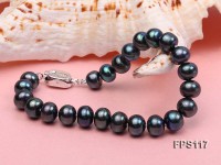 8-9mm Peacock Blue Flat Freshwater Pearl Necklace and Bracelet Set