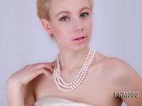 Three Strands White freshwater pearl necklace