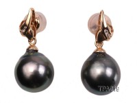 Delicate 11.5mm Tahitian Pearl Earring with 14k Gold Post