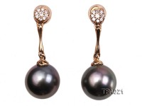 Delicate 10mm Tahitian Pearl Earring with 14k Gold