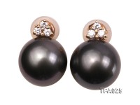 Delicate 11mm Tahitian Pearl Earring with 14k Gold Post