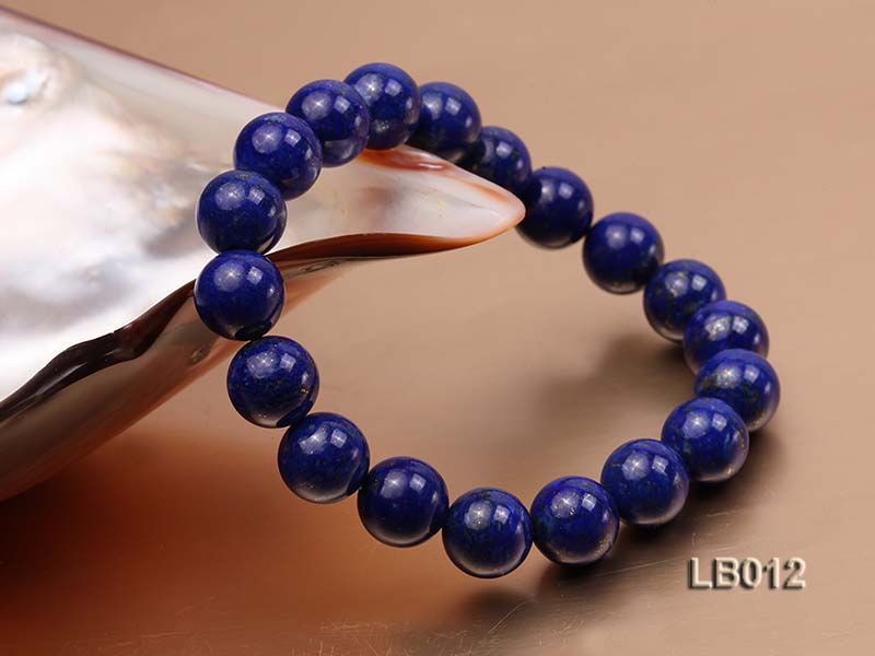 10mm Azure Blue Round Lapis Lazuli Beads Elasticated Bracelet