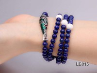 6mm Azure Blue Lapis Lazuli Beads Elasticated Bracelet