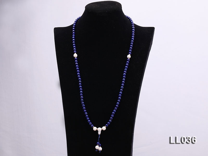 8mm Azure Blue Round Lapis Lazuli Prayer Beads Elasticated Necklace