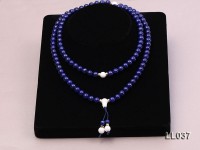 8mm Azure Blue Round Lapis Lazuli Prayer Beads Elasticated Necklace
