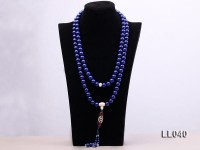 12mm Azure Blue Round Lapis Lazuli Prayer Beads Necklace