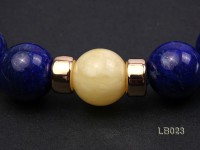 12mm Azure Blue Round Lapis Lazuli Beads Elasticated Bracelet