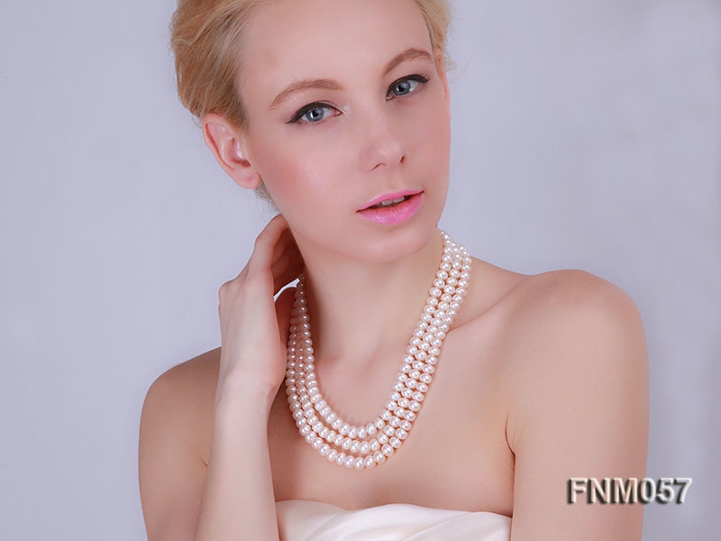 3 strand  White freshwater pearl necklace