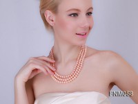 3 strand  pink freshwater pearl necklace