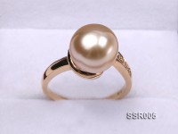 Elegant AAA 11mm Light Golden South Sea Pearl Ring In 14kt Gold