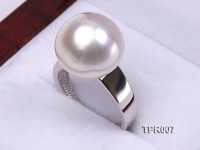Elegant AAA 14mm Shiny White South Sea Pearl Ring In 18kt Gold