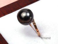Elegant 12mm Black Tahitian Pearl Ring In 14k Gold