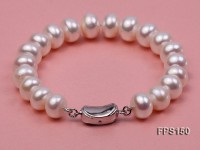 11-12mm AA White Flat Freshwater Pearl Necklace and Bracelet Set