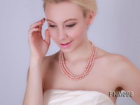 3 strand  pink freshwater pearl necklace