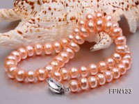 Classic 10-11mm Pink Flat Cultured Freshwater Pearl Necklace