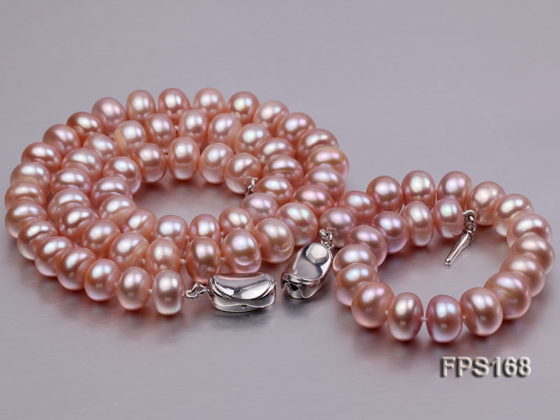 10-11mm AA Lavender Flat Freshwater Pearl Necklace and Bracelet Set