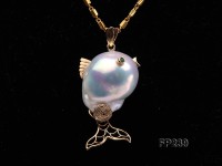 20x30mm Baroque Top-grade Freshwater Pearl Pendant with an 18k Gold Pendant Bail