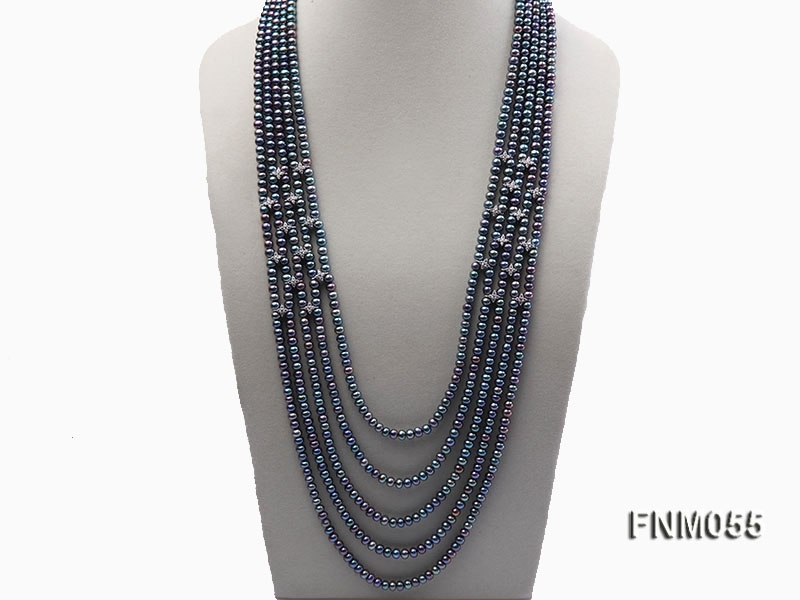6-7mm black flatfreshwater pearl necklace