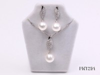 9x11mm White Freshwater Pearl Pendant and Earrings Set
