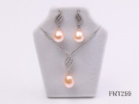 9x11mm Pink Freshwater Pearl Pendant and Earrings Set