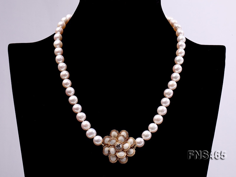 8-9mm natural white freshwater cultured pearl necklace