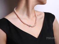 high quality 8-9mm pink flat freshwater pearl necklace